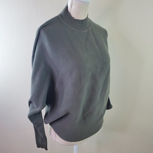 Evans Sweaters - Evans Womens Olive Janie Ribbed Plus Size Mockneck Sweater